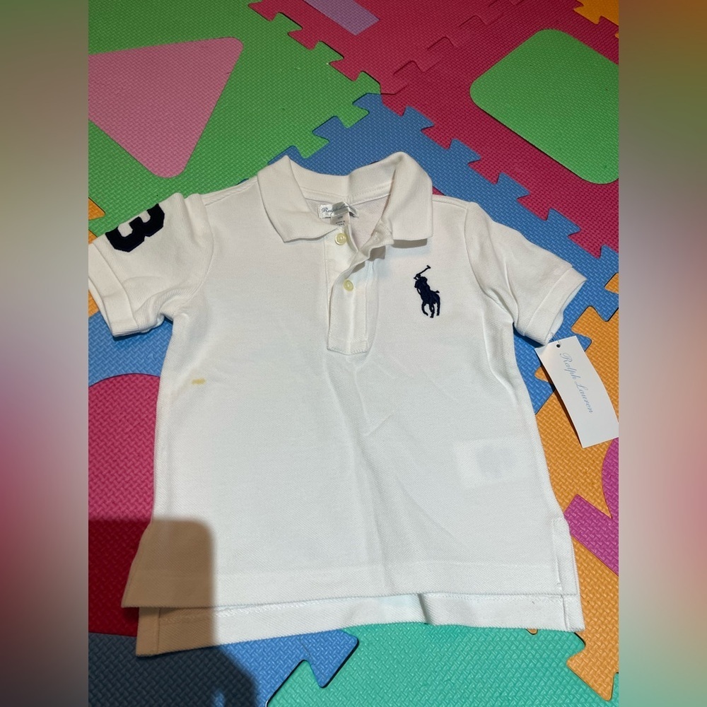 Ralph Lauren Kids Polo Shirt - White with Navy Accents
